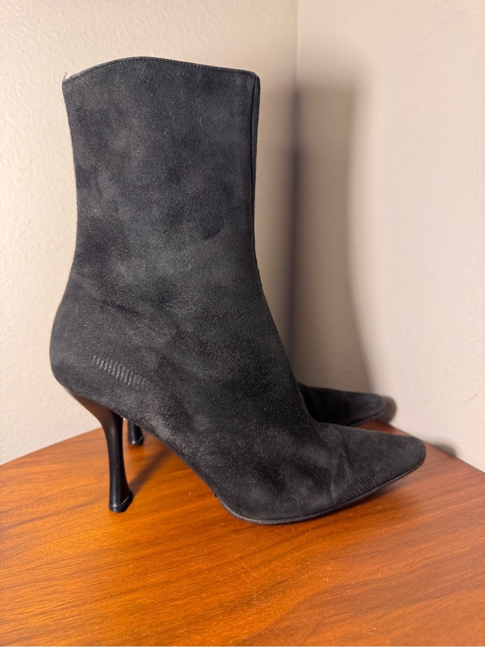Vintage Charles Jourdan Suede Leather Heeled Booties Size 5.5
